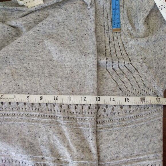 EEUC MAX STUDIO GREY HEATHER DUSTER STYLE CASCADE FRONT SWEATER SIZE LARGE - Picture 7 of 8